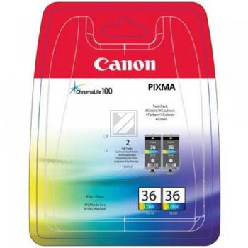 Canon Tintenpatrone 2 x schwarz/cyan/magenta/gelb 2-Pack (1511B018, CLI-36)