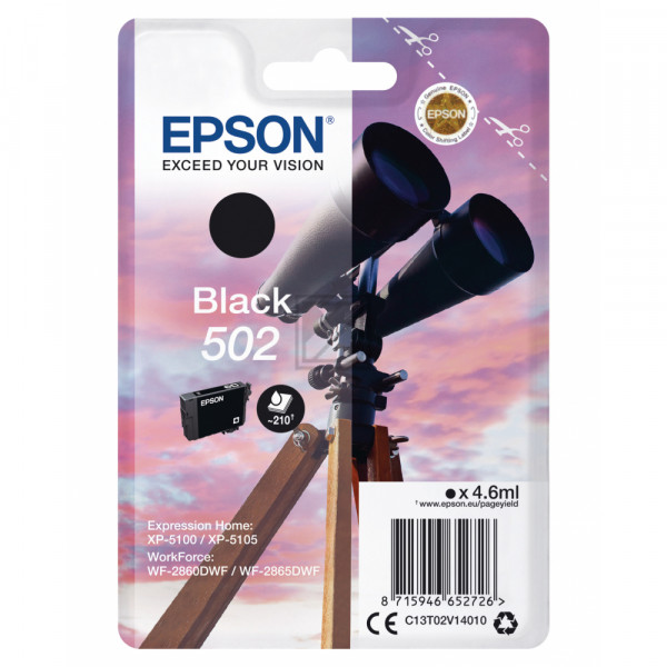 Epson Tintenpatrone schwarz (C13T02V14020, 502)