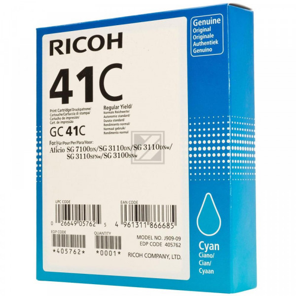 Ricoh Gel-Kartuschen cyan HC (405762, GC-41CH)