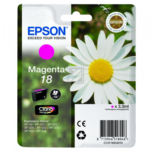 Epson Tintenpatrone magenta (C13T18034012, T1803)