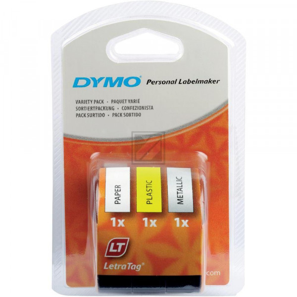 Dymo Schriftbandkassette schwarz/gelb schwarz/weiß schwarz/silber metallic 3er Pack (91241)