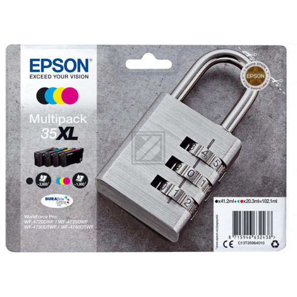 Epson Tintenpatrone gelb cyan magenta schwarz HC (C13T35964010, 35XL)