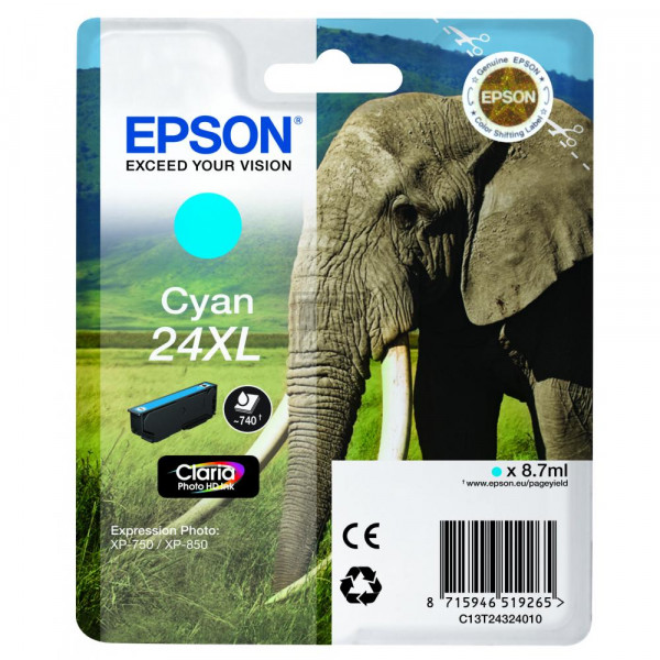 Epson Tintenpatrone cyan HC (C13T24324022, T2432)