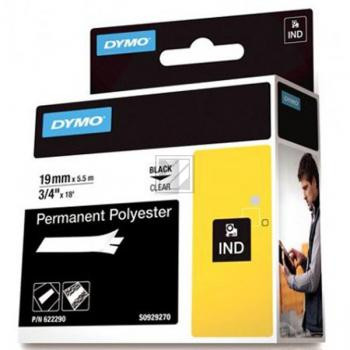 Dymo permanentes Polyesterband 19,0mm schwarz/transparent (622290)