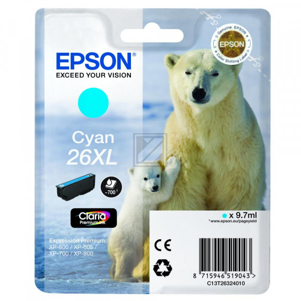 Epson Tintenpatrone cyan HC (C13T26324022, T2632)