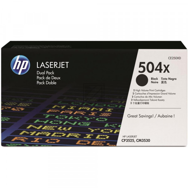 HP Toner-Kartusche 2 x schwarz (CE250XD, 504X)