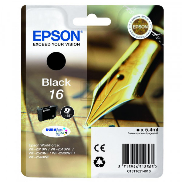 Epson Tintenpatrone schwarz (C13T16214012, T1621)