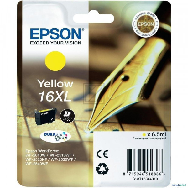 Epson Tintenpatrone gelb HC (C13T16344022, T1634)