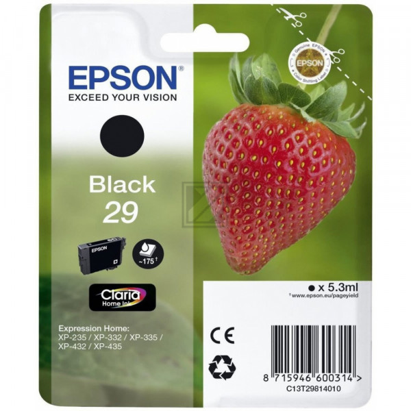 Epson Tintenpatrone schwarz (C13T29814022, T2981)