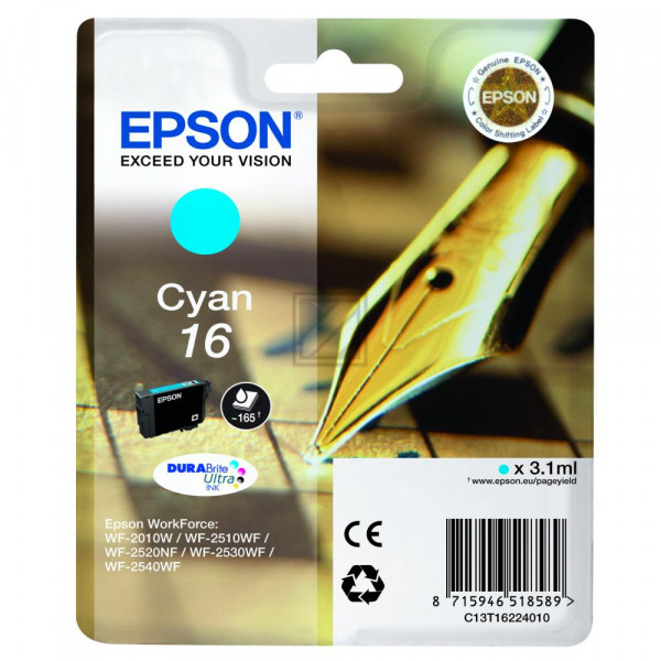 Epson Tintenpatrone cyan (C13T16224022, T1622)