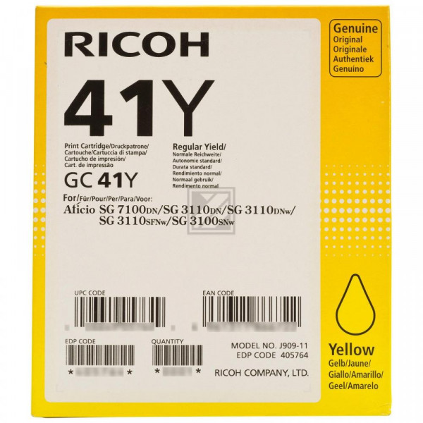 Ricoh Gel-Kartuschen gelb HC (405764, GC-41YH)