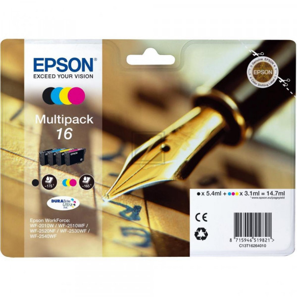 Epson Tintenpatrone gelb cyan magenta schwarz (C13T16264022, T1626)