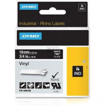 Dymo Schriftbandkassette 19,0mm (Vinyl) weiß/schwarz (1805436)