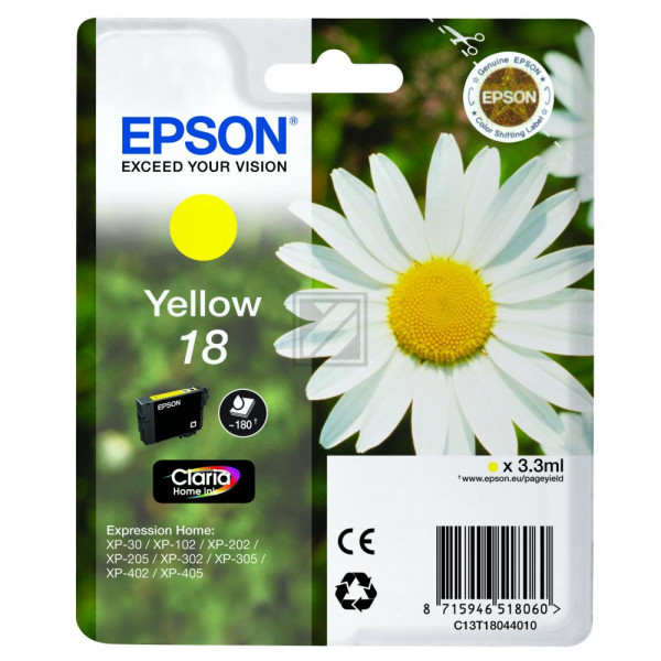 Epson Tintenpatrone gelb (C13T18044022, T1804)