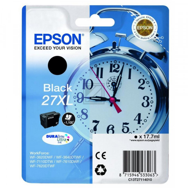 Epson Tintenpatrone schwarz HC (C13T27114022, T2711)