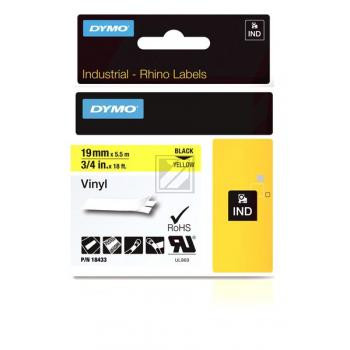 Dymo Farbiges Vinylband 19,0mm schwarz/gelb (18433)