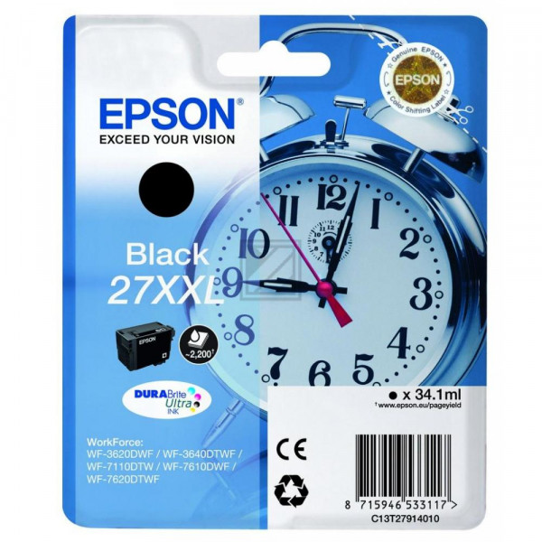 Epson Tintenpatrone schwarz HC plus (C13T27914010, T2791)
