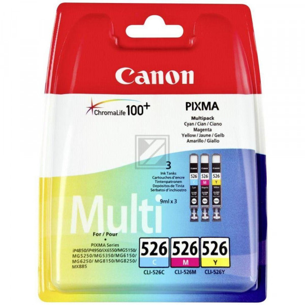 Canon Tintenpatrone gelb cyan magenta (4541B009, CLI-526C CLI-526M CLI-526Y)