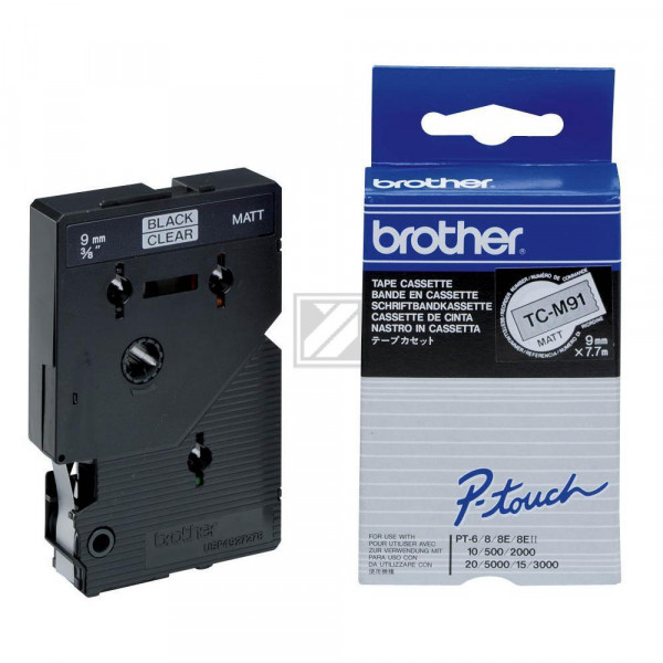 Brother Schriftbandkassette schwarz/transparent matt (TC-M91)