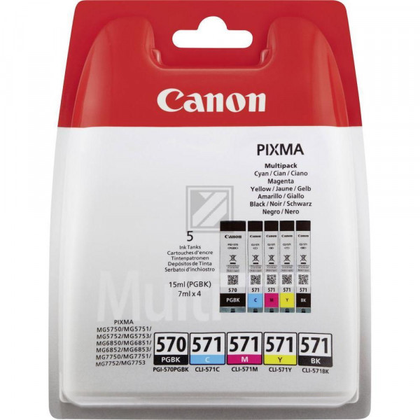 Canon Tintenpatrone gelb cyan magenta schwarz photo schwarz (0372C004, CLI-570PGBK CLI-571BK CLI-571C CLI-571M CLI-571Y)