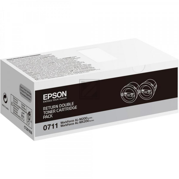 Epson Toner-Kartusche Return 2 x schwarz 2-Pack (C13S050711, 0711)