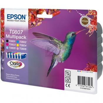 Epson Tintenpatrone gelb cyan cyan light magenta magenta light schwarz 6-er Pack (C13T08074011, T0807)