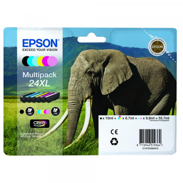 Epson Tintenpatrone gelb cyan cyan light magenta magenta light schwarz HC (C13T24384011, T2438)