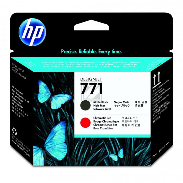 HP Tintendruckkopf schwarz matt chromatic rot (CE017A, 771)