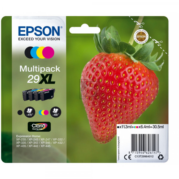 Epson Tintenpatrone gelb cyan magenta schwarz HC (C13T29964012, T2996)