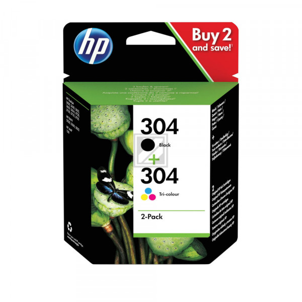 HP Tintendruckkopf cyan/gelb/magenta schwarz (3JB05AE, 2 x 304)