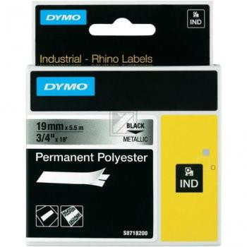 Dymo permanentes Polyesterband 19,0mm schwarz/silber metallic (18762)